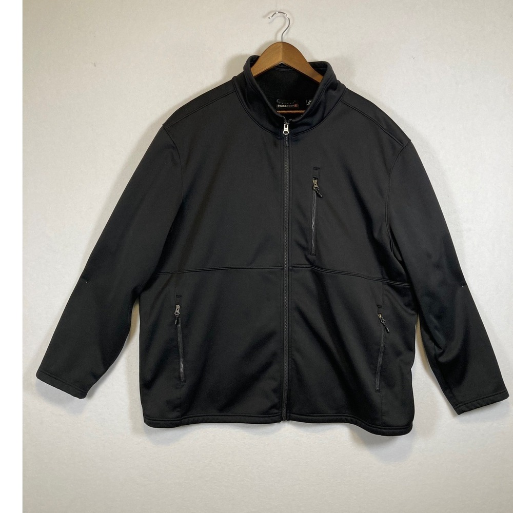 Swiss Tech Softshell Jacket Mens 2XL Black Fleece Lined‎ Full Zip